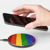 LGBT Glitter Rainbow Pride Flag Wireless Charger (Hand)