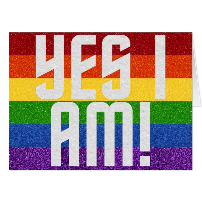 LGBT Glitter Yes I Am! Coming Out Card (Front Horizontal)