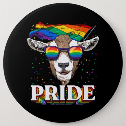 LGBT Goat Gay Pride LGBTQ Rainbow Flag Sunglasses  Button