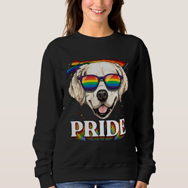 LGBT Golden Retriever Gay Pride Rainbow Flag Sungl Sweatshirt (Front)