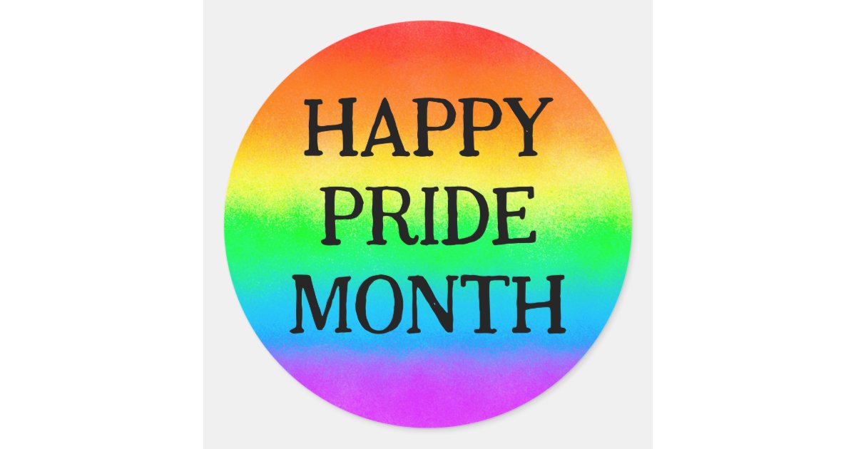 LGBT HAPPY PRIDE MONTH | Rainbow Flag Classic Round Sticker | Zazzle