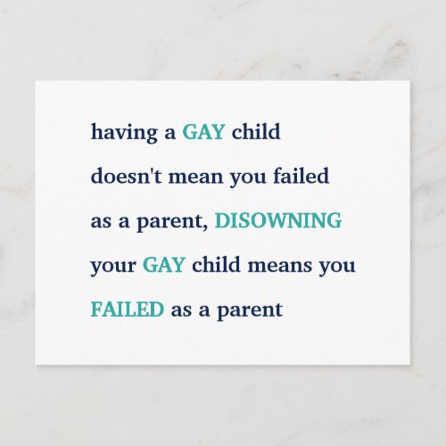 LGBT Having A Gay Child Love Pride Parenting Quote Postcard