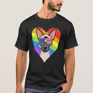 Lgbt Heart Love Gay Pride Rainbow Animal Siamese C T-Shirt