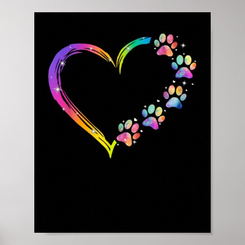 LGBT Heart Rainbow Dog Paw LGBT Pride LGBT Support Poster