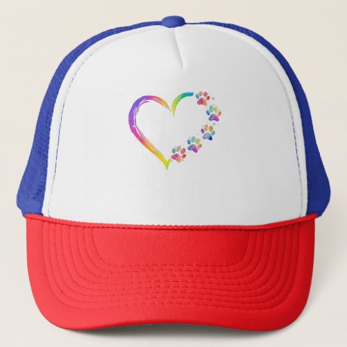 LGBT Heart Rainbow Dog Paw LGBT Pride LGBT Support Trucker Hat