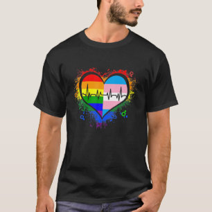 LGBT Heartbeat EKG Gay Lesbian Transgender LGBTQ T-Shirt