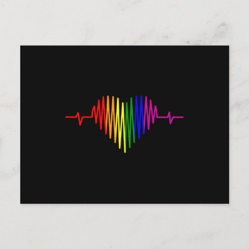LGBT Heartbeat LGBT Pride Month LGBTQ Rainbow Flag Postcard