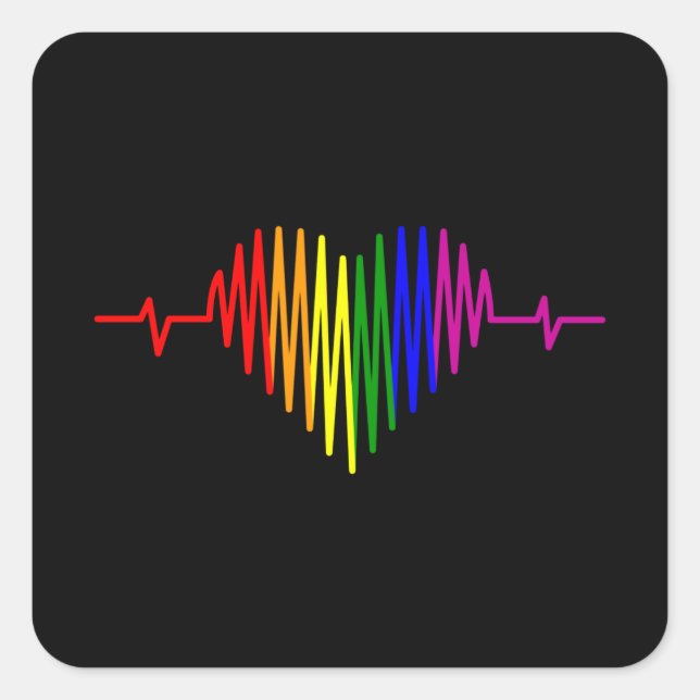 LGBT Heartbeat LGBT Pride Month LGBTQ Rainbow Flag Square Sticker (Front)