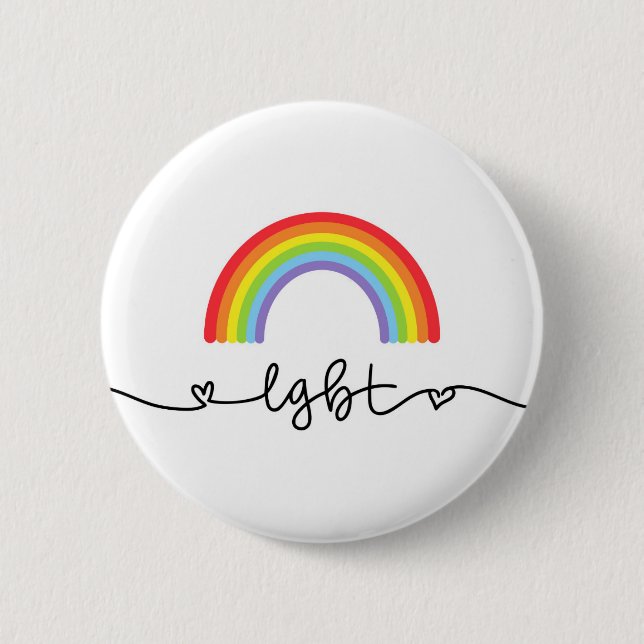 LGBT Hearts & Rainbows Button (Front)