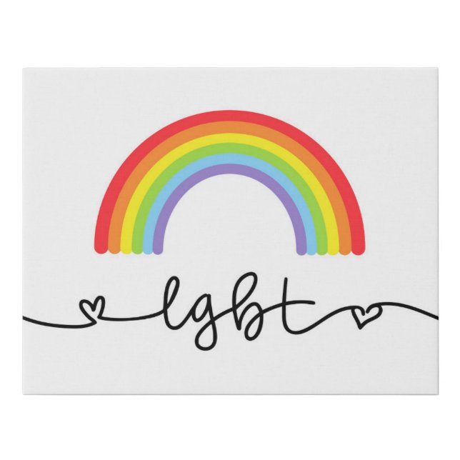 LGBT Hearts & Rainbows Faux Canvas Print (Front)