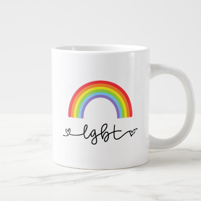 LGBT Hearts & Rainbows Giant Coffee Mug (Right)