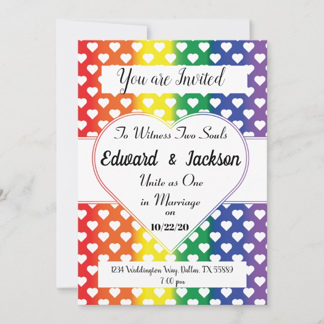 LGBT Hearts Wedding Invitation (Front)