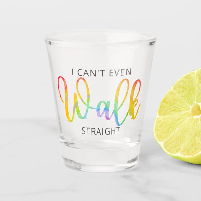 LGBT I Can't Even Walk Straight Shot Glass (Front)