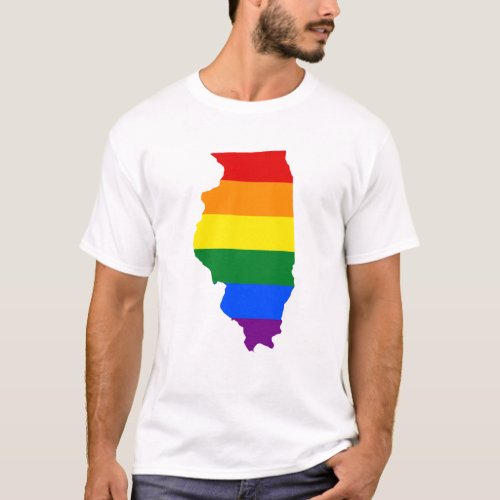 LGBT Illinois US state flag map T_Shirt