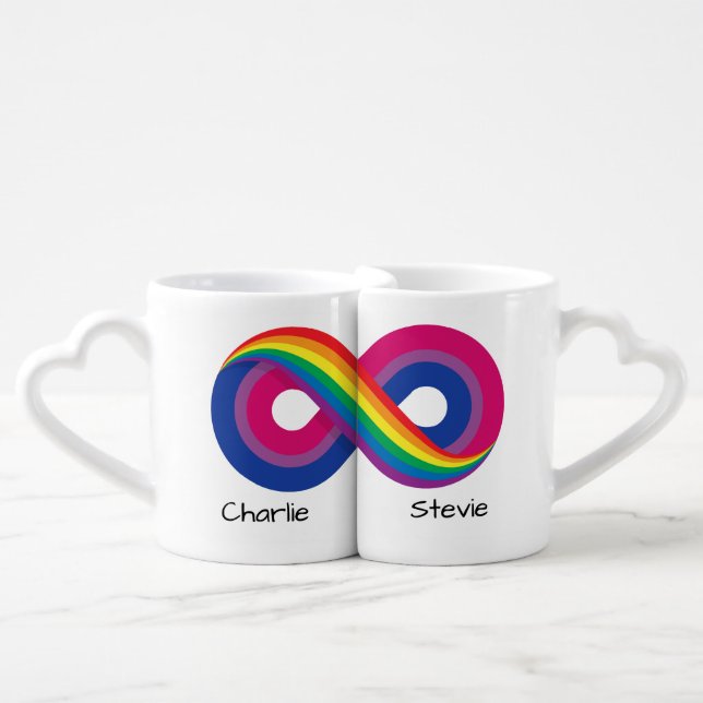 LGBT Infinity Symbol Bisexual Pride Personalized C Coffee Mug Set (Front Nesting)