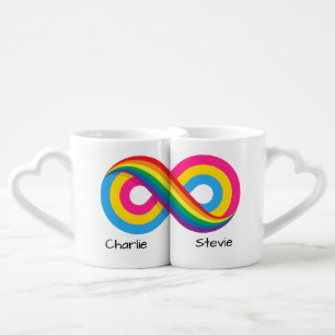 LGBT Infinity Symbol Pansexual Pride Personalized Coffee Mug Set
