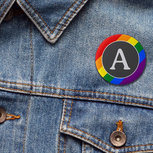 LGBT Initial Rainbow Pride Flag Button