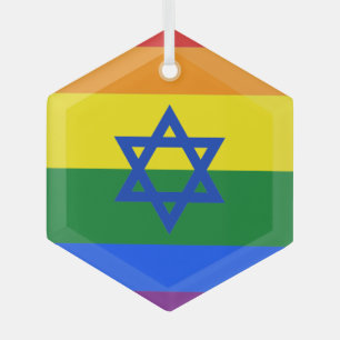 LGBT Israel flag Glass Ornament