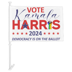 LGBT Kamala Harris 2024 Democracy is on the Ballot Car Flag