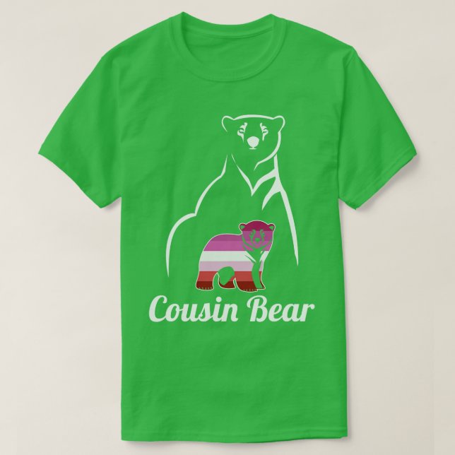 LGBT Lesbian Cousin Bear Lesbian Pride Flag T-Shirt (Design Front)