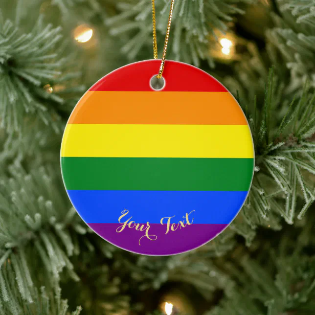 Lgbt Lesbian Gay Pride Rainbow Flag Diy Christmas Ceramic Ornament Zazzle