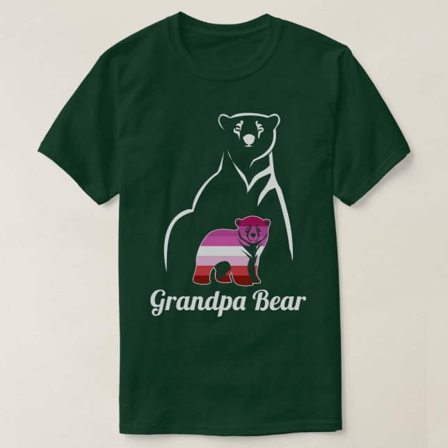LGBT Lesbian Grandpa Bear Lesbian Pride Flag Grand T-Shirt (Design Front)