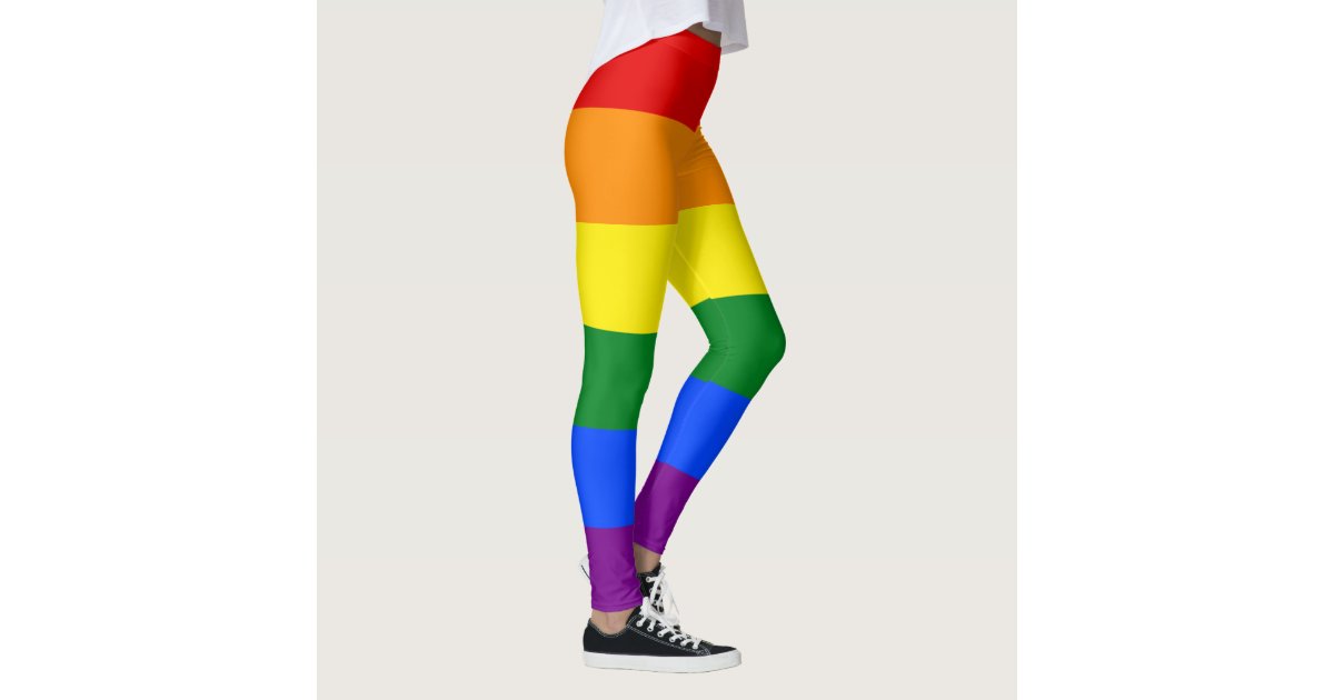 LGBT Gay Pride Rainbow Flag Colors High Waisted Capri Leggings