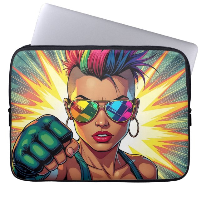 LGBT Lesbian Mohawk Uppercut Pop Art Laptop Sleeve (Front)