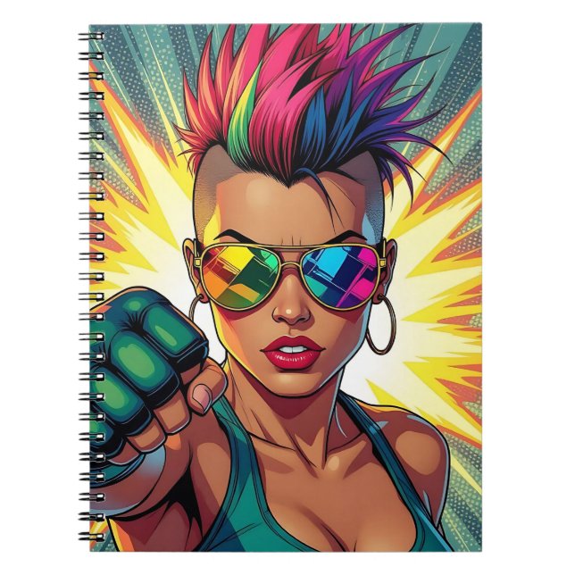 LGBT Lesbian Mohawk Uppercut Pop Art Notebook (Front)