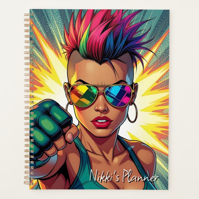 LGBT Lesbian Mohawk Uppercut Pop Art Planner (Front)