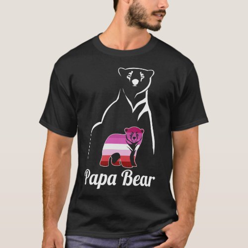 LGBT Lesbian Papa Bear Lesbian Pride Flag Dad T_Shirt