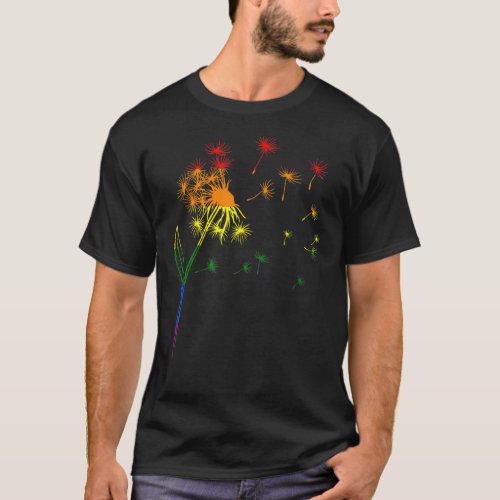 LGBT LGBTQ Flower Bloom Dandelion Rainbow Flag Pri T_Shirt