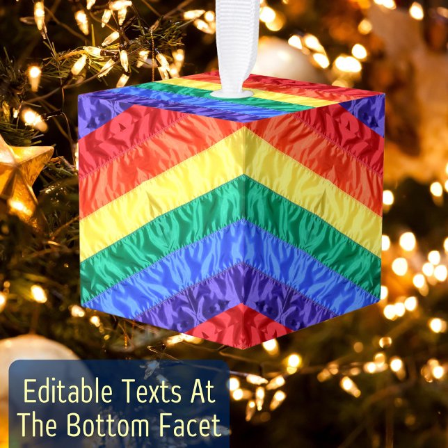 LGBT LGBTQ rainbow flag rainbow stripes gay pride Cube Ornament (Creator Uploaded)