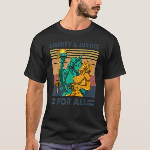 LGBT Liberty And Justice For All Vintage Support L T_Shirt