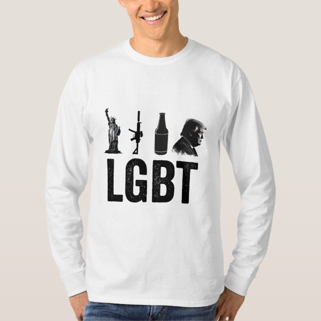 LGBT Liberty Guns Beer Trump Inauguration day T-Shirt (Front)