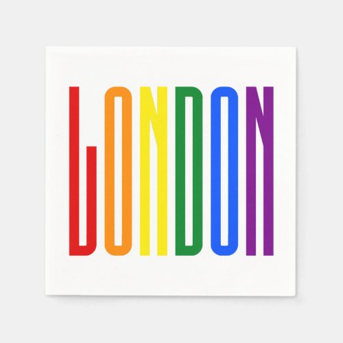 LGBT London Gay Pride Rainbow Text LGBTQ Party Napkins
