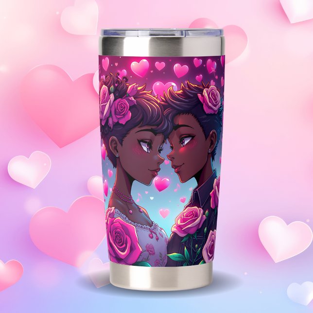 LGBT Love | African-American Anime Couple  Insulated Tumbler (Creator Uploaded)