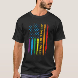 Lgbt Love Is Love American Flag Gay Pride Lgbtq T-Shirt