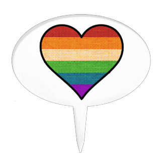 LGBT Love is Love Rainbow Heart Cake Topper