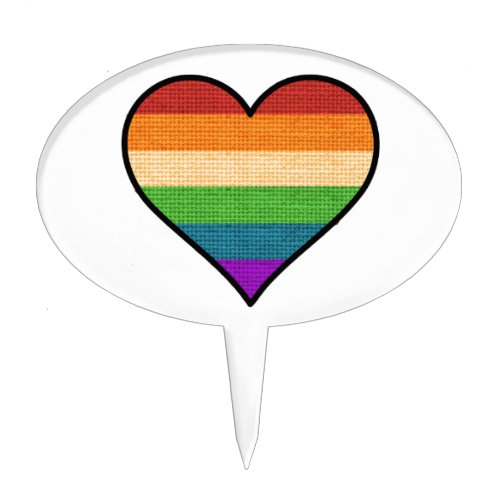 LGBT Love is Love Rainbow Heart Cake Topper