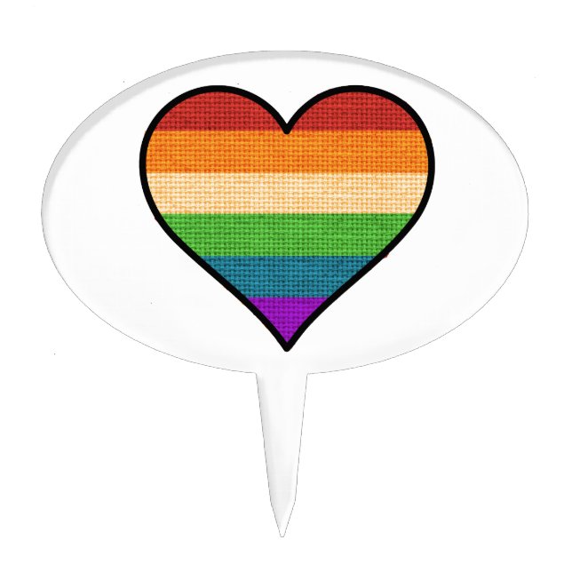 LGBT Love is Love Rainbow Heart Cake Topper (Front)