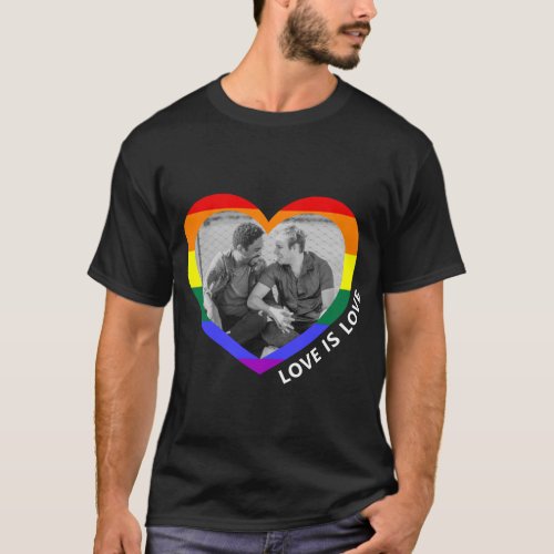 LGBT Love Is Love Rainbow Heart Photo T_Shirt
