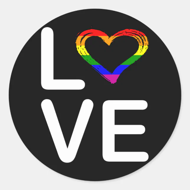 LGBT LOVE LGBT Pride Month LGBTQ Rainbow Flag Classic Round Sticker ...