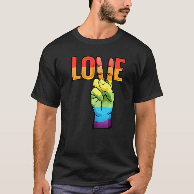LGBT Love Peace Sign Rainbow LGBTQ Pride Design Pr T-Shirt (Front)