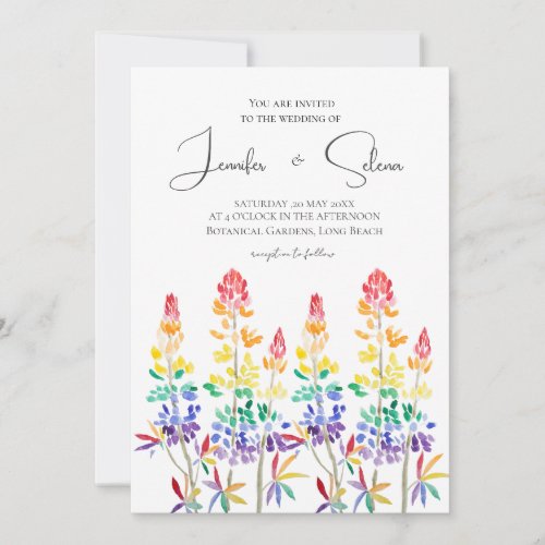 LGBT lupins flowers watercolor  Invitation
