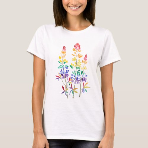 LGBT lupins flowers watercolor  T_Shirt