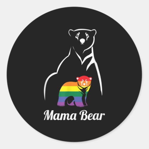 LGBT Mama Bear Gay Pride Equal Rights Rainbow Classic Round Sticker