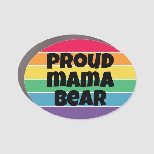 LGBT Mama Bear Magnet  Rainbow Stripe