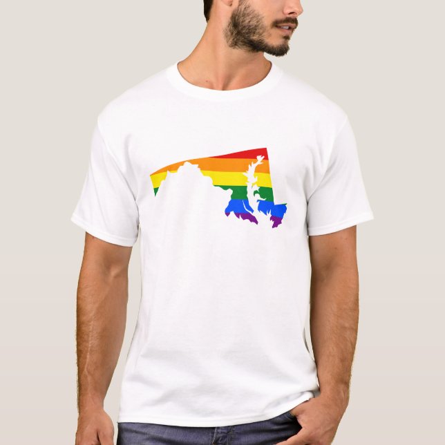 LGBT Maryland, US state flag map T-Shirt (Front)