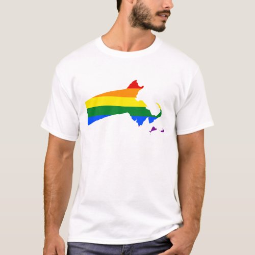 LGBT Massachusetts US state flag map T_Shirt